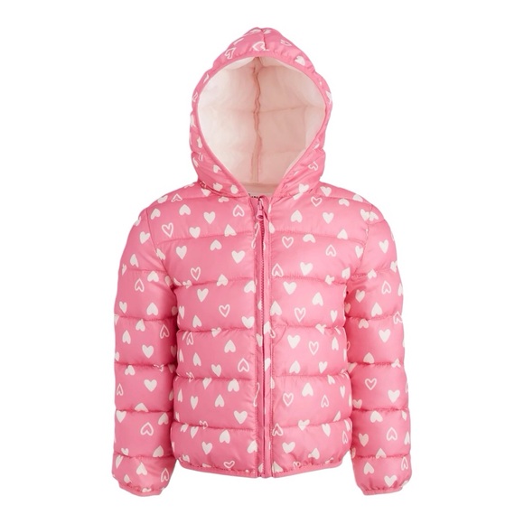 Epic Threads Girls Packable Pink Heart Puffer Jacket - Picture 1 of 16